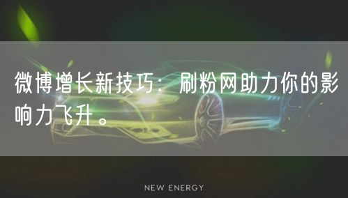 微博增长新技巧：刷粉网助力你的影响力飞升。